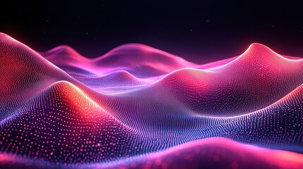 Dots and data Abstract background with wireframe grid connecting on dark. Analytics data algorithms. Computing concept. Big Data. Banner horizontal for business, science and technology, 32k Resolution