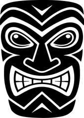 Tiki totem mask, Hawaiian indigenous vintage ritual mack.  Hawaiian totems made wood and stone for bars and resorts for paradise holidays. Vector illustration