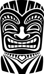 Tiki totem mask, Hawaiian indigenous vintage ritual mack.  Hawaiian totems made wood and stone for bars and resorts for paradise holidays. Vector illustration