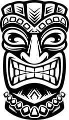 Tiki totem mask, Hawaiian indigenous vintage ritual mack.  Hawaiian totems made wood and stone for bars and resorts for paradise holidays. Vector illustration