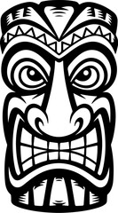 Tiki totem mask, Hawaiian indigenous vintage ritual mack.  Hawaiian totems made wood and stone for bars and resorts for paradise holidays. Vector illustration