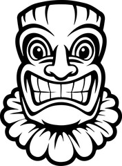 Tiki totem mask, Hawaiian indigenous vintage ritual mack.  Hawaiian totems made wood and stone for bars and resorts for paradise holidays. Vector illustration