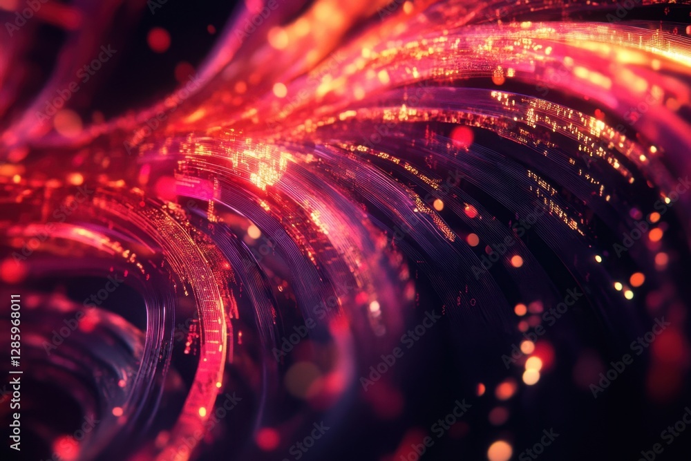 Poster swirling patterns of vibrant colors create an abstract spectacle in a cosmic dance of light and ener