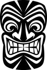 Tiki totem mask, Hawaiian indigenous vintage ritual mack.  Hawaiian totems made wood and stone for bars and resorts for paradise holidays. Vector illustration