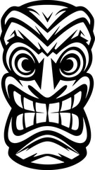 Tiki totem mask, Hawaiian indigenous vintage ritual mack.  Hawaiian totems made wood and stone for bars and resorts for paradise holidays. Vector illustration