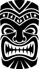 Tiki totem mask, Hawaiian indigenous vintage ritual mack.  Hawaiian totems made wood and stone for bars and resorts for paradise holidays. Vector illustration