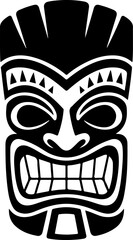 Tiki totem mask, Hawaiian indigenous vintage ritual mack.  Hawaiian totems made wood and stone for bars and resorts for paradise holidays. Vector illustration