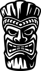 Tiki totem mask, Hawaiian indigenous vintage ritual mack.  Hawaiian totems made wood and stone for bars and resorts for paradise holidays. Vector illustration