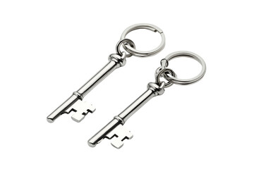 Two Silver Metal Keys On Key Rings Isolated On Transparent Background