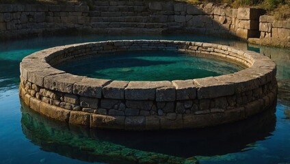 Fototapeta premium Old well, waterfall in the old forest
