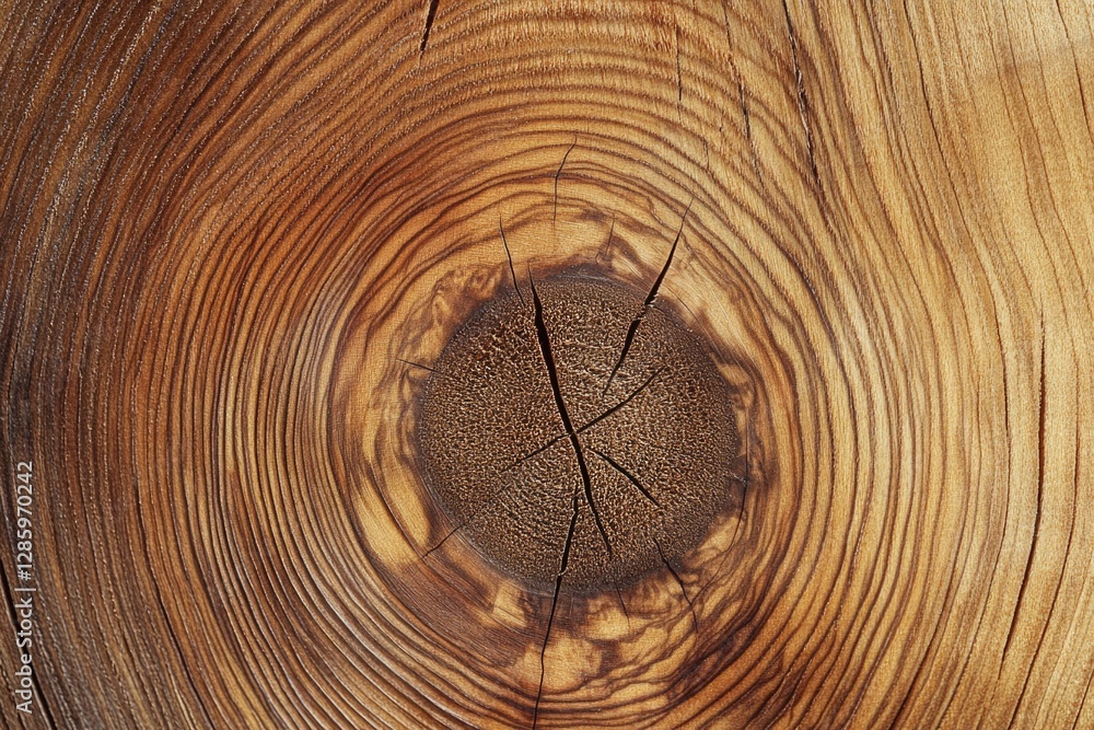 Poster close-up of a wooden object with a hole, suitable for use in diy or crafting projects