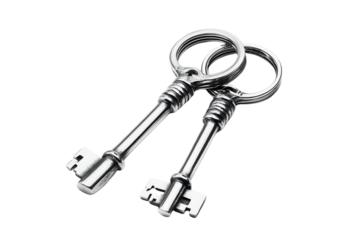 Two Silver Skeleton Keys Isolated On Transparent Background With Transparent Background