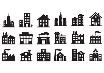 Diverse Building Icons Vector - Urban Design, City Planning, Architecture, Real Estate Graphics