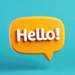 Orange Speech Bubble:  A Cheerful 3D Hello!