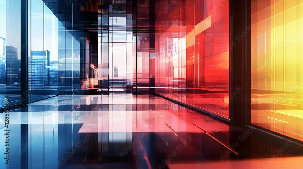Poster abstract corporate environment with softened spatial boundaries -