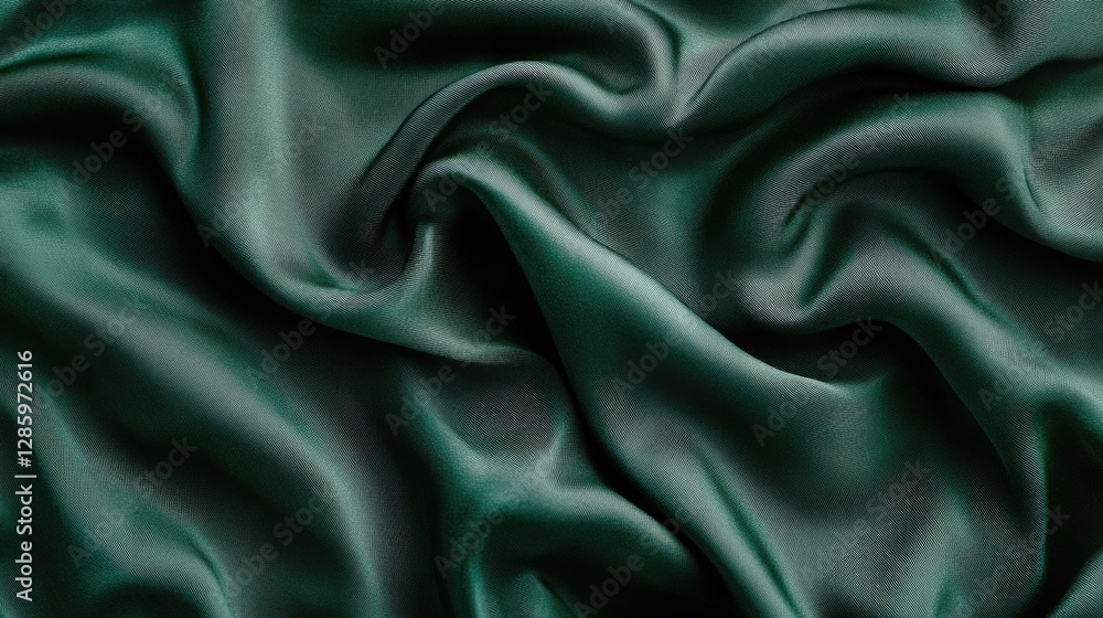 Poster close-up of a dark green fabric with intricate texture and pattern