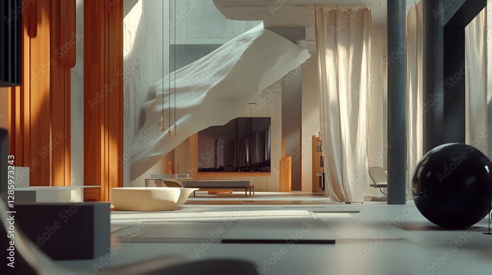 Poster abstract workspace environment with softened architectural details -