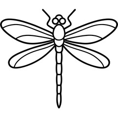 Elegant Dragonfly Outline