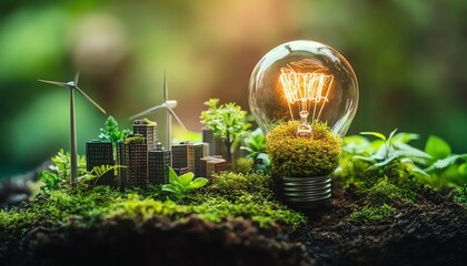 Eco city model with green buildings