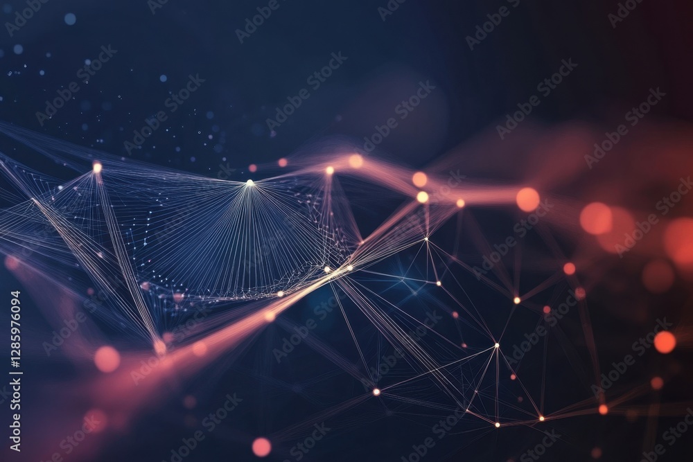 Poster exploring the connections within a stunning abstract representation of data networks and digital lan