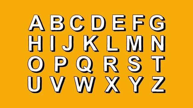 English alphabet letters on orange background showing up than disappearing 