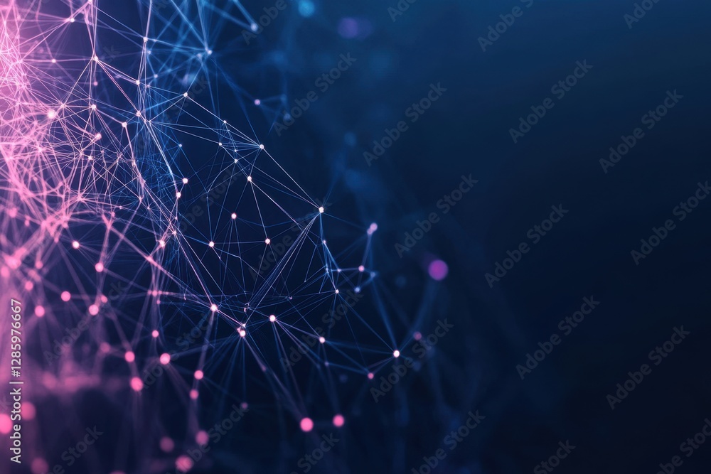 Poster exploring the vibrant connections in a digital universe of networks and nodes. generative ai