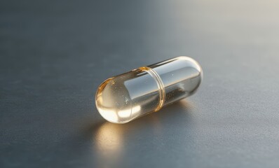 Transparent capsule on a dark surface