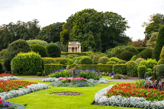 Exploring the beautiful gardens at Brodsworth Hall and Gardens near Doncaster, UK