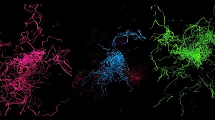 Vibrant abstract light trails on black background