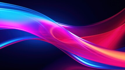 Fototapeta premium Vibrant abstract waves of colorful light on dark background