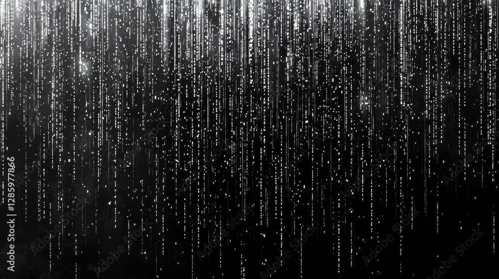 Poster delicate raindrops fall steadily against a deep black backdrop, creating a mesmerizing effect. the c