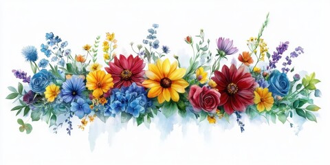 Vibrant floral watercolor arrangement for decorative design and art. National Funeral Director and Mortician Recognition Day