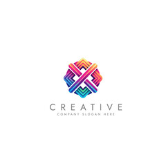 Fototapeta premium Abstract logo in gradient color style, colorful logo, Gradient monogram design, Gradient vector logo template 