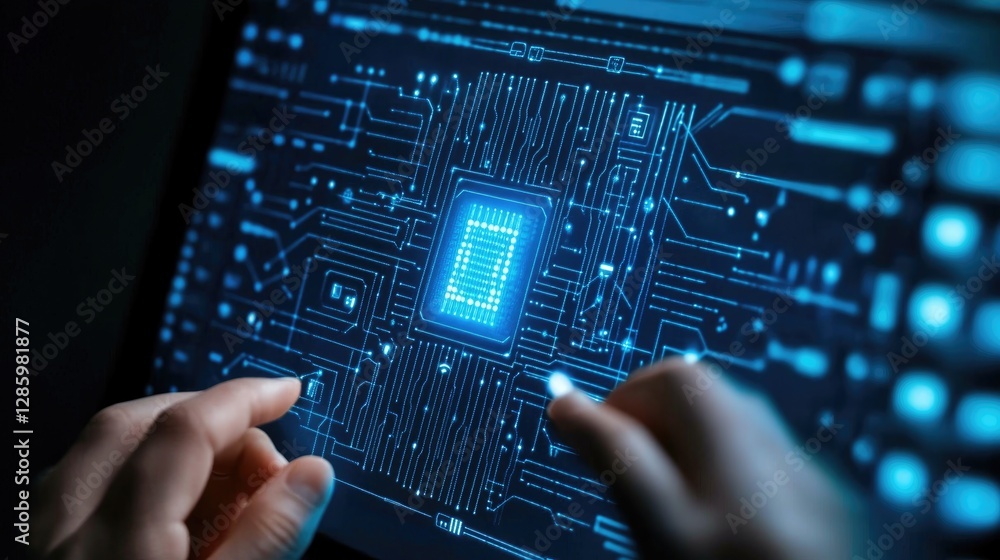 Poster interactive digital circuitry, exploring the intricacies of technological innovation