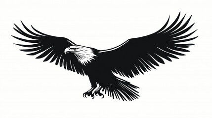 Obraz premium Soaring Bald Eagle Silhouette, Graphic Design Element, Use for Logo, Branding, or Print