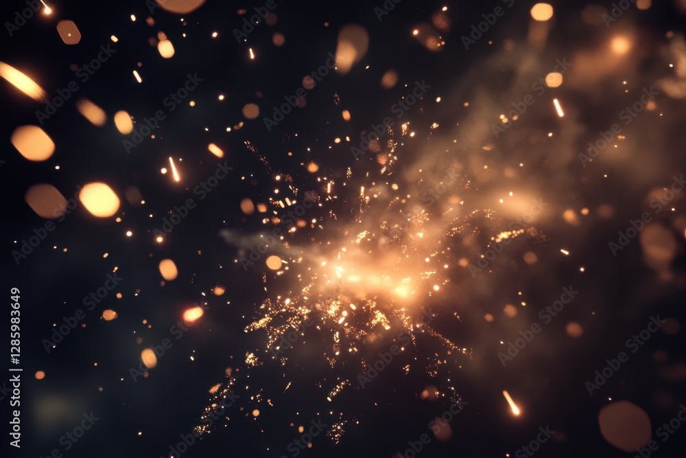Aufkleber radiant sparks burst forth in a dazzling display of light against the dark backdrop during a nightti