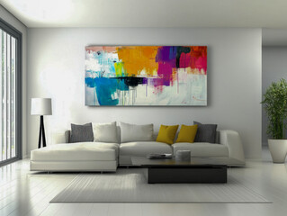 Contemporary interior with leather and fabric furniture