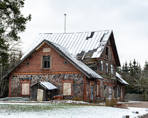 old, abandoned stone building and various house details