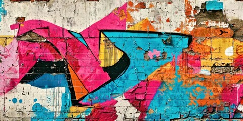 Obraz premium Colorful wall with graffiti on it