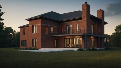 Fototapeta premium Modern red brick building
