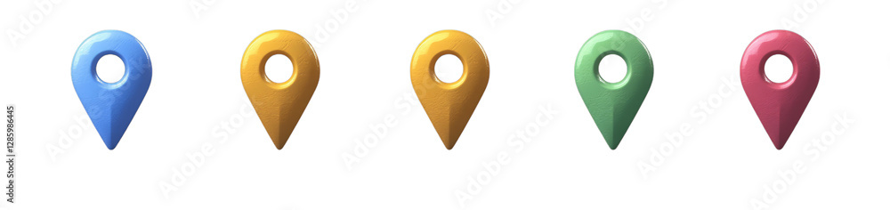 Poster colorful map markers set on transparent background