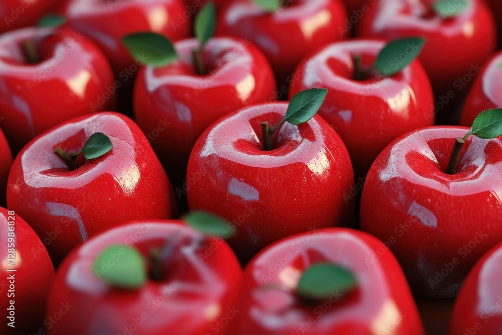 Poster bright red apples with lush green leaves arranged in a captivating display for a fall harvest festiv