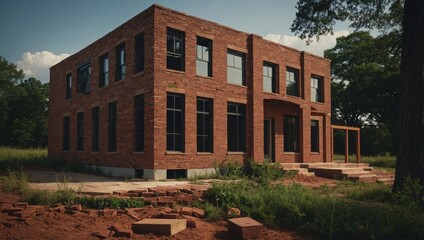 Fototapeta premium Modern red brick building