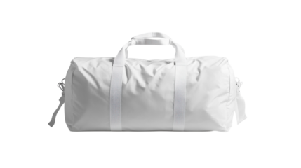 Durable white duffel bag perfect for travel and gym activities with spacious design and sturdy handles for ease of use