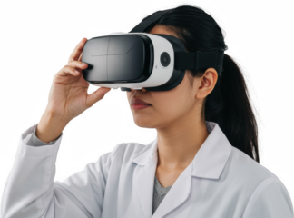 Woman Scientist Uses Virtual Reality Headset for Research