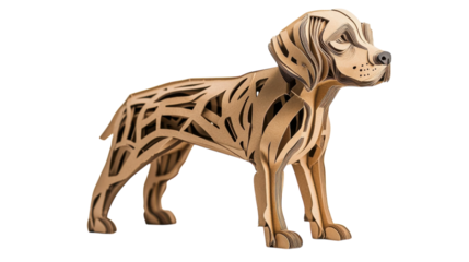 Unique cardboard dog sculpture showcasing intricate design and craftsmanship for art lovers and collectors