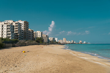view of the abandoned beach in Famagusta