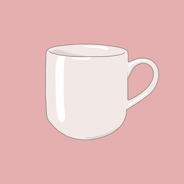 Simple White Mug on a Pink Background