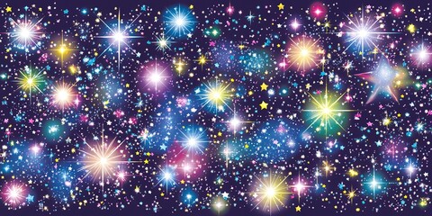 Fototapeta premium Sparkling Starry Night Sky Background Festive Magical Glitter Design