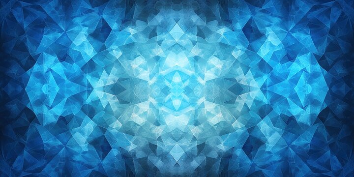 Abstract blue crystal pattern with intricate designs and gradients across the surface